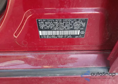 2011 Lexus Is 250 from USA, damaged, VIN JTHBF5C28B5142991